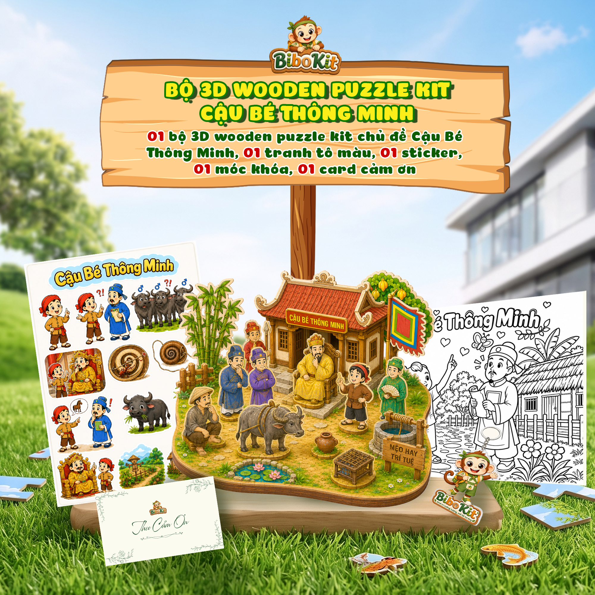 Bộ 3D Wooden Puzzle Kit – Cậu bé thông minh