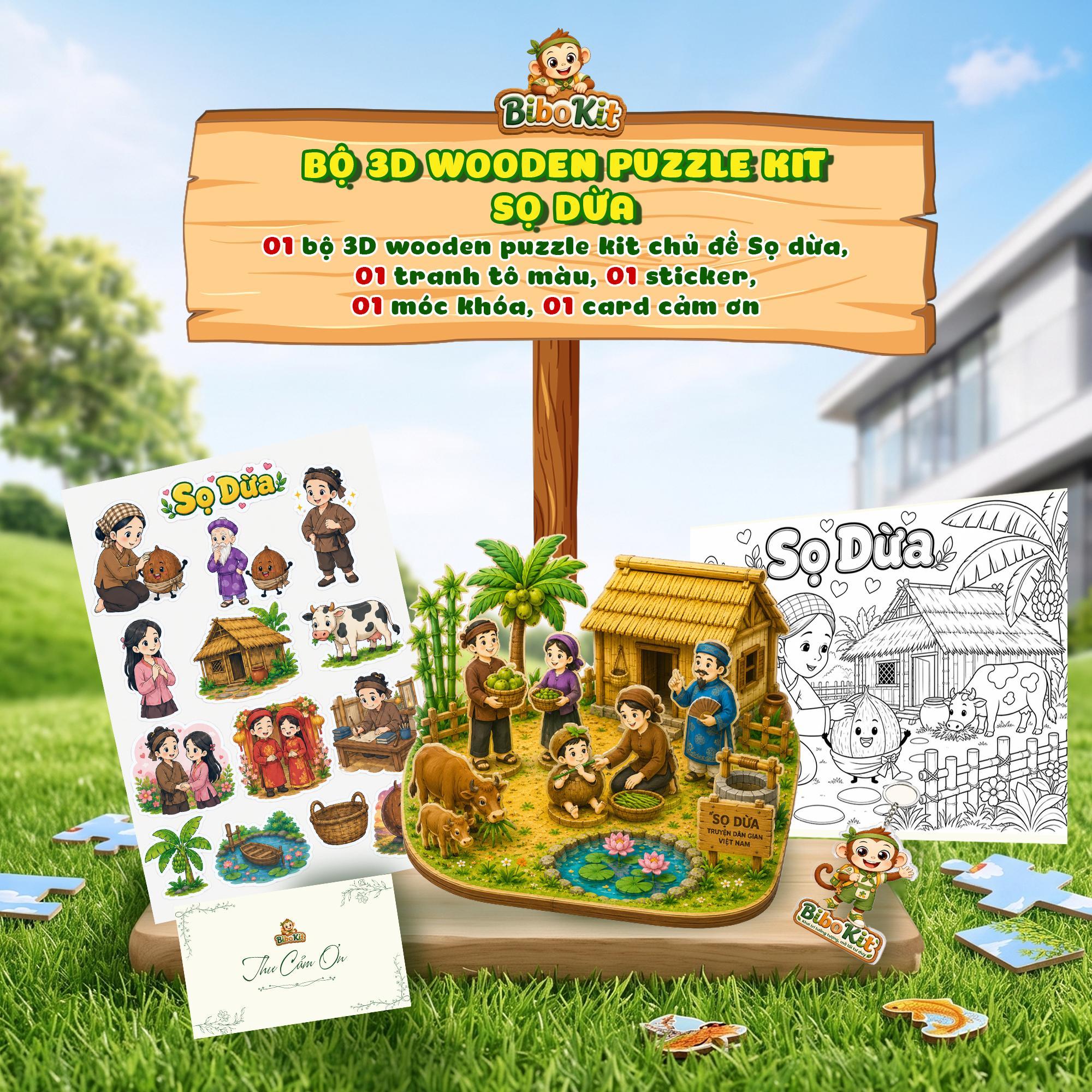 Bộ 3D Wooden Puzzle Kit – Sọ dừa