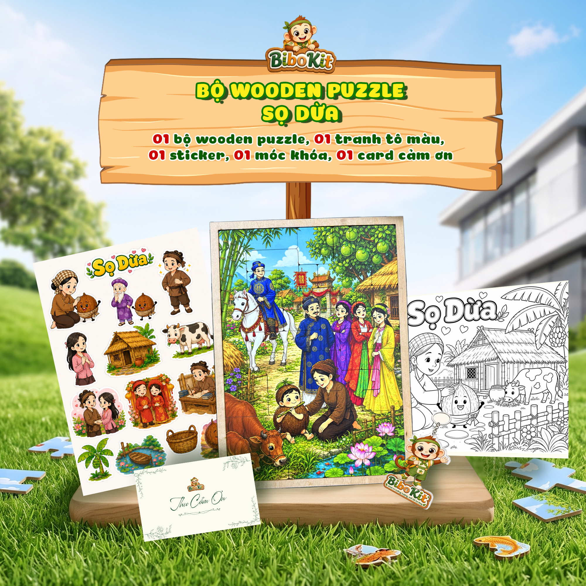 Bộ Wooden Puzzle – Sọ dừa